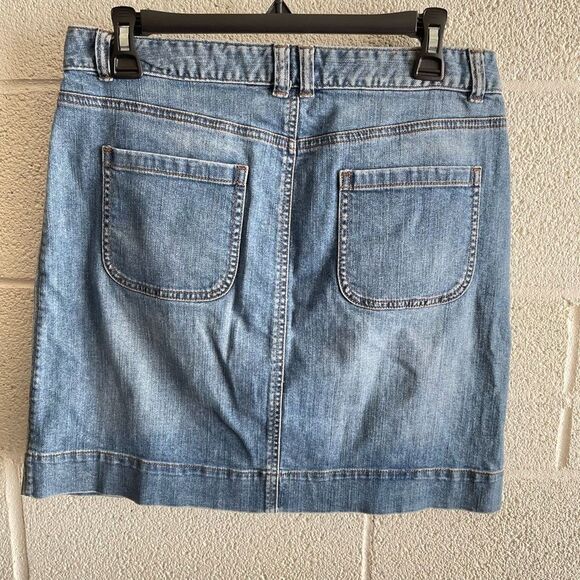 Loft Button Front Denim Mini Skirt Size 2 - Picture 3 of 6